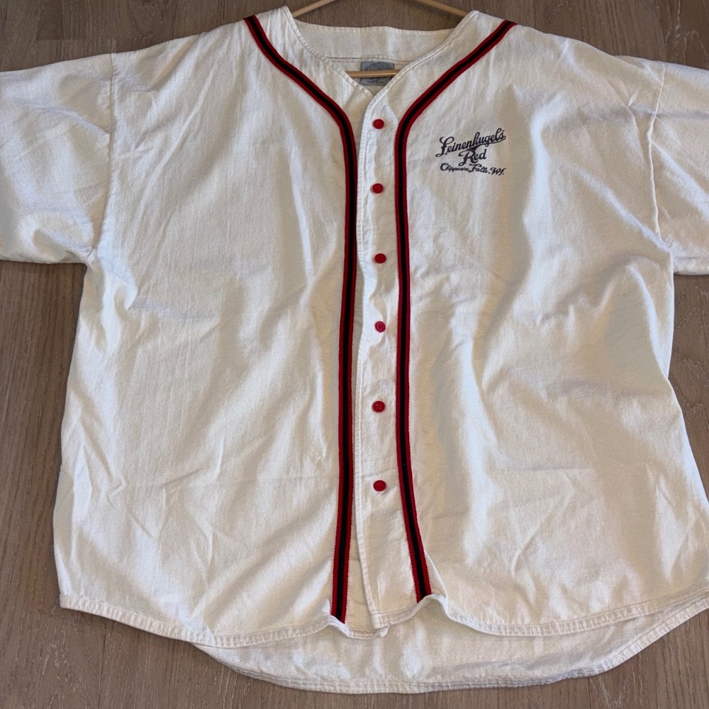 VTG Leinenkugel’s Red Beer Baseball Jersey Shirt Cream